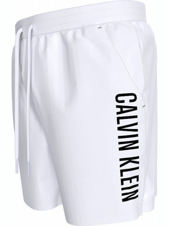 Medium Drawstring Men's Swimwear Shorts White With Patterns