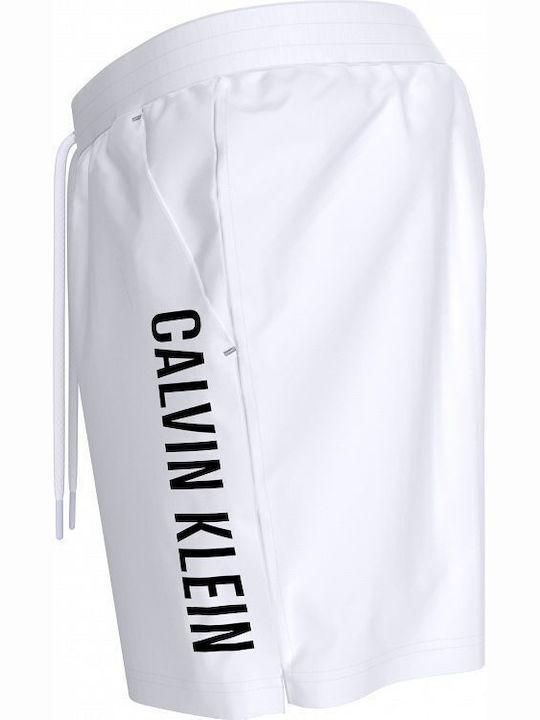 Medium Drawstring Men's Swimwear Shorts White With Patterns