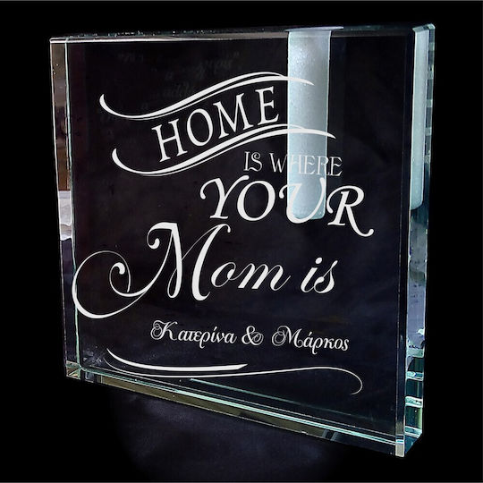 Diodoro Διακοσμητικό Βάζο Γυάλινο Home Is Where Mom Is Ροζ (Προσωποποιημένο)
