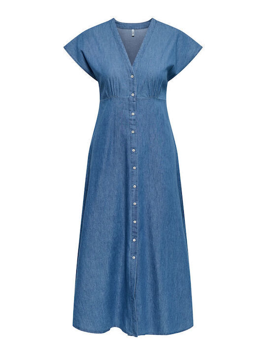 Nova Summer Midi Shirt Dress Denim Blue