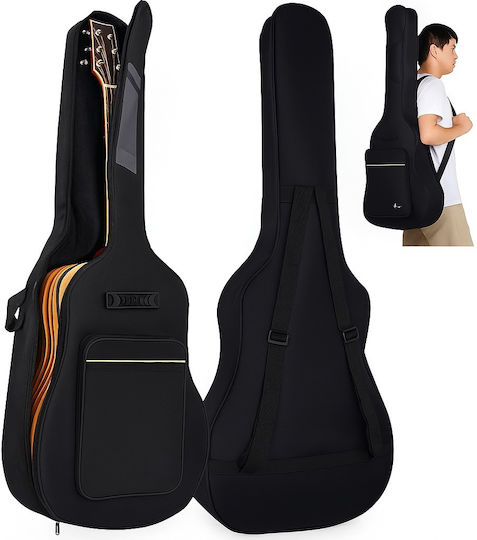Valiză Pentru Chitară Acustică Clasică Rezistentă Cu Mâner Lateral Și Frontal Buzunar Pentru Partituri Impermeabilă Din Material Oxford Lavabilă La 30°C Dimensiuni 107 X 41,5 X 10 Cm Neagră