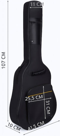 Valiză Pentru Chitară Acustică Clasică Rezistentă Cu Mâner Lateral Și Frontal Buzunar Pentru Partituri Impermeabilă Din Material Oxford Lavabilă La 30°C Dimensiuni 107 X 41,5 X 10 Cm Neagră