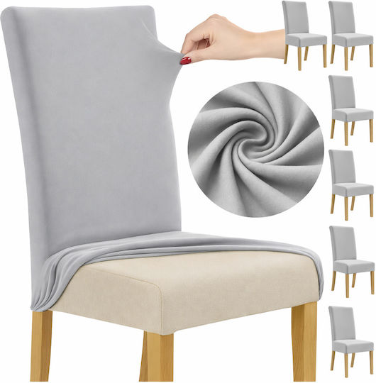 Elastische Abdeckung Für Stuhl Hellgrau 65x40cm 6Stücke