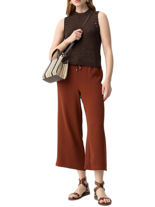Women's Fabric Trousers in Relaxed Fit Brick Red