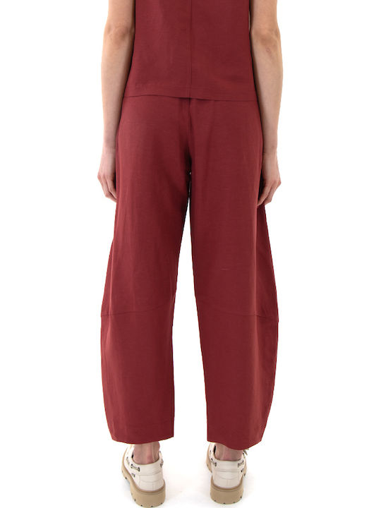 Moutaki Women's Fabric Trousers with Rubber Band Chilli