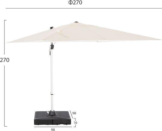 Professional Aluminum Floor Parasol Javante with Base 2.7x2.7m Professional Aluminum Floor Parasol Javante with Base 2.7x2.7m