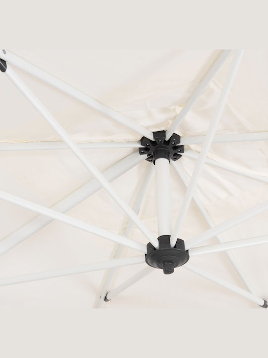 Professional Floor Parasol Circular Aluminum Javante White with Base Φ2.7m