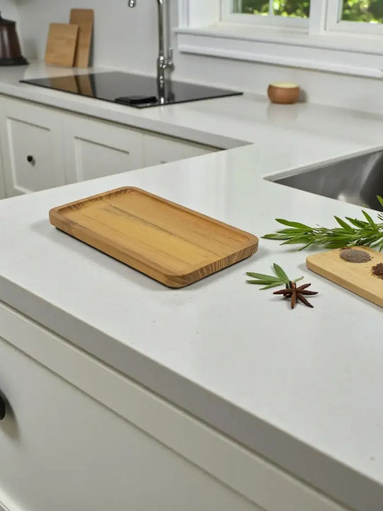 Ξύλινο Ορθογώνιο Πιάτο Teak Με Τοίχωμα 25x15 Εκ