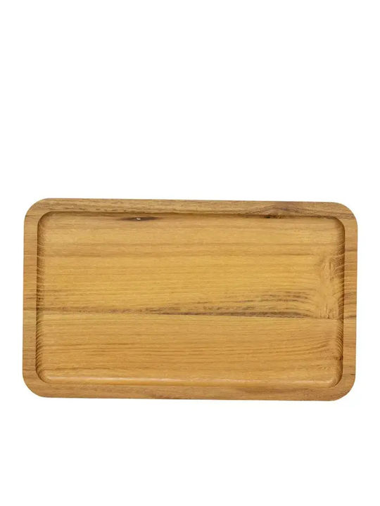 Ξύλινο Ορθογώνιο Πιάτο Teak Με Τοίχωμα 25x15 Εκ