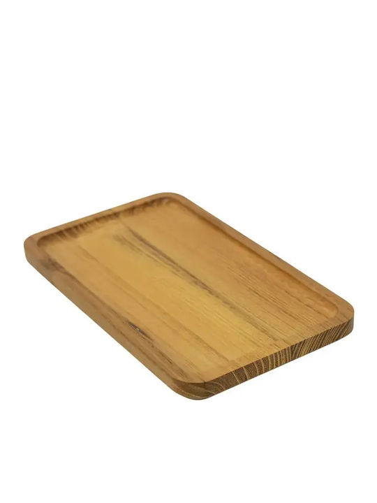 Ξύλινο Ορθογώνιο Πιάτο Teak Με Τοίχωμα 25x15 Εκ