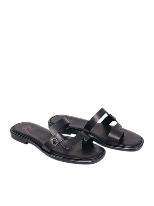 Leather Women's Flat Sandals Black