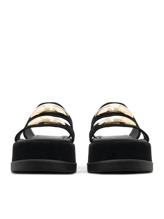 Mariella Fabiani Flache Damen Sandalen Flatforms Schwarze