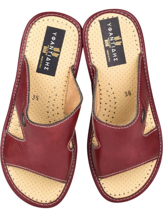 Damen Anatomische Flache Sandalen Burgundisch