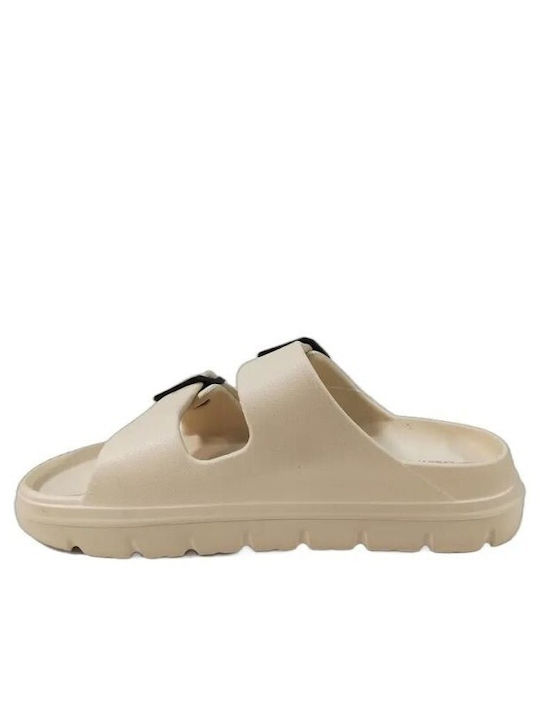Damen Anatomisch Flache Sandalen Beiges Regelmäßige Passform