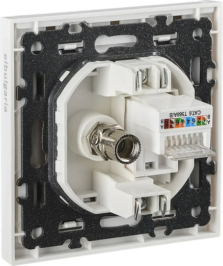 Rj45 Cat6a+tv Контакт Бял Slim Line Elbulgaria 91520 Wh