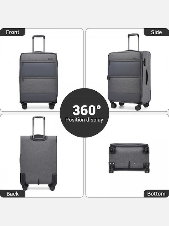 Miss Lulu British Traveller Μεγάλη Βαλίτσα Ταξιδίου Grey με 4 Ρόδες Ύψους 75εκ.