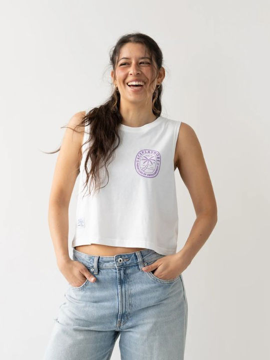 Damen Crop Top Ärmellos Weiß