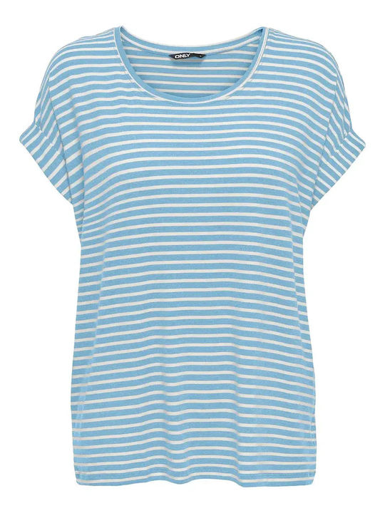 Women's Striped Light Blue T-shirt