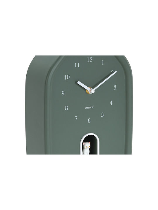 Karlsson Modern Kitty Wall Clock Green 20x7.5cm