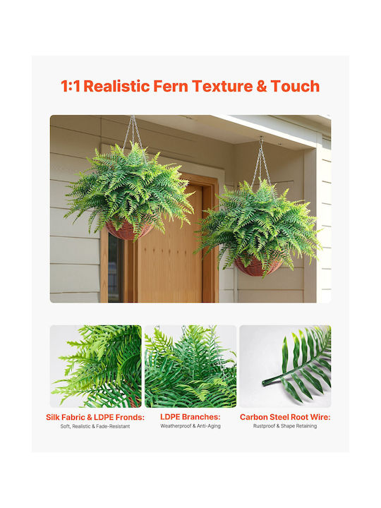 Vevor Artificial Hanging Ferns Set 2 Pieces 58.4 Cm Plastic Green Decorative Plant For Indoor Outdoor Use Xdsrzjlzw2pcrt7ic001v0
