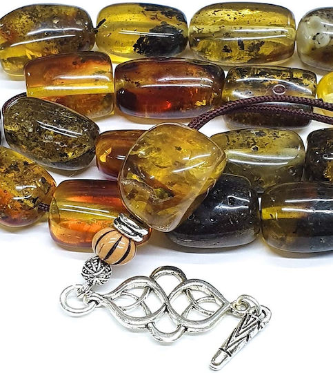 Roloi Komboloi Worry Beads with 19 Amber Beads Length 33cm Multicolour