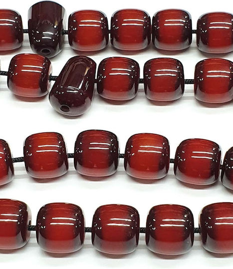 Roloi Komboloi Worry Beads with 33 Beads Made of Mastic Length 38cm Red