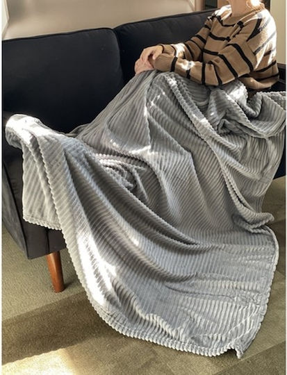 Set Pătură Blănoasă Simplă 160x200 cm Gri