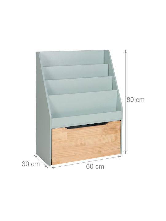 Библиотека Подова Дървена Тюркоазена 60x30x80cm