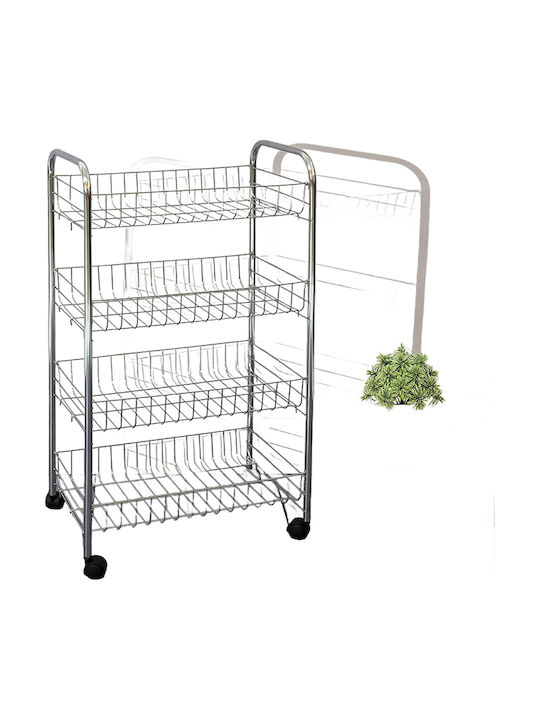 ArteLibre Ayrton Kitchen Rack Metallic 4 Tiers Silver 41x27x76cm