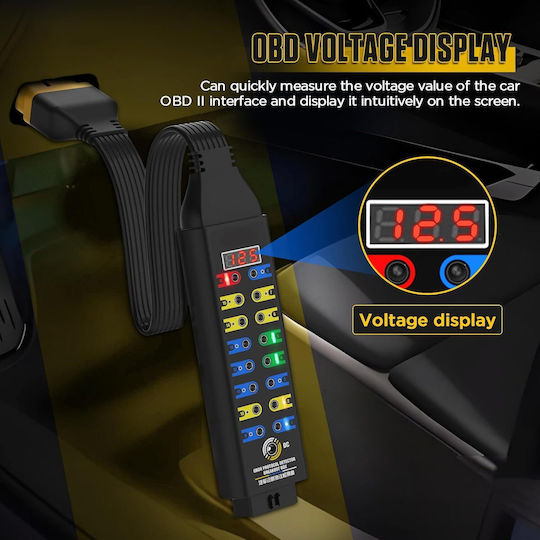 Detector Protocol Auto Cutie Deconectare 16-Pini Obd2 Afișaj Tensiune În Timp Real Cablu 17.7 Inch Diagnostic Led Compatibil Multimetru Osciloscop Obdii Instrument Testare Diagnostic Auto