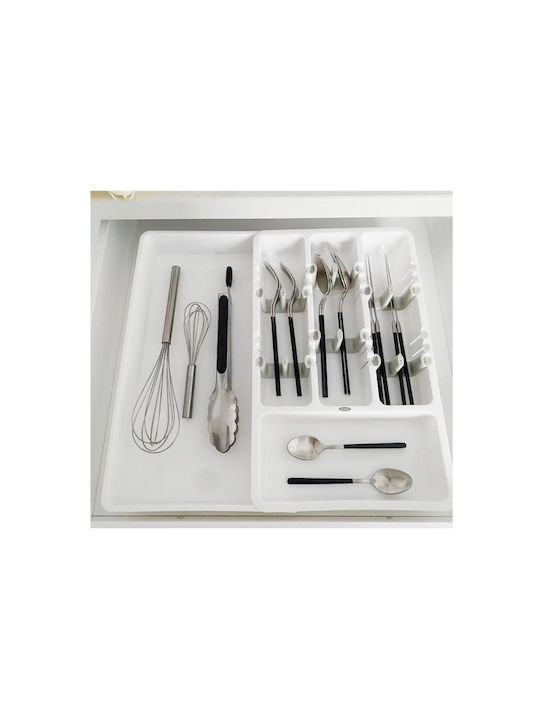 Tăvi Pentru Tacâmuri De Sertar Din Plastic 24x41x38cm Albă
