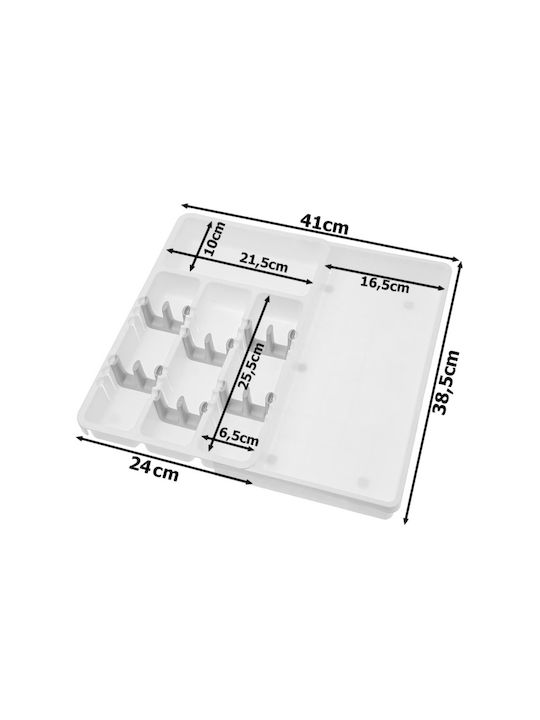 Tăvi Pentru Tacâmuri De Sertar Din Plastic 24x41x38cm Albă