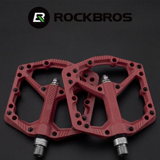 Rockbros Bicycle Pedals Flat Red