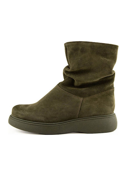 Leder Stiefeletten Damen Grün