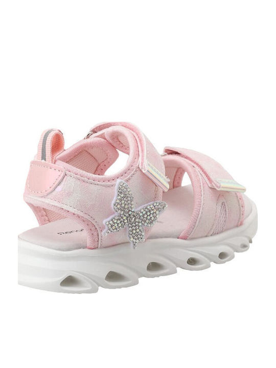 Kids' Anatomic Sandals with Hoop & Loop Closure and Lights Pink