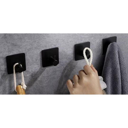 S4CADZBLK Cârlige Cu Autocolant Inox Negre 4 Bucăți