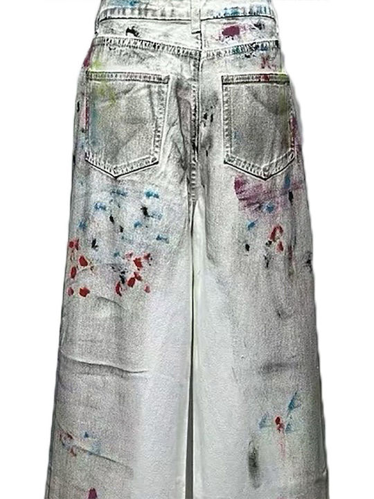 Damen Pantaloona in Palazzo Passform Off-White