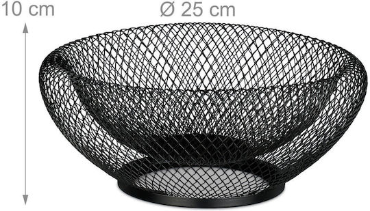 Relaxdays Fructieră Metalică Neagră 25x10 cm