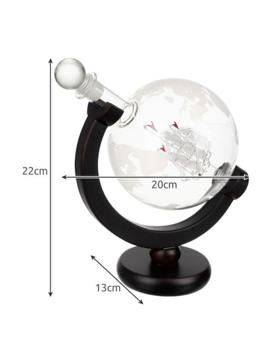 Decantor Din Sticlă Pentru Servire Whiskey 22cm Cu Dop și Pahare Transparente 2 Bucăți