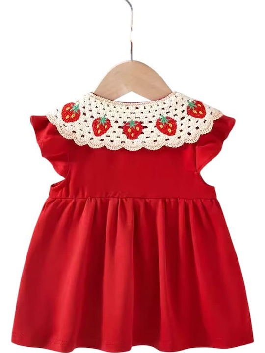 Girls Dress Short Sleeve Knitted Red
