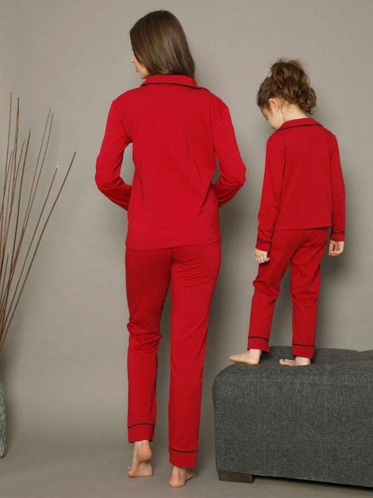 Siyah Inci Kids Winter Cotton Burgundy Pajama