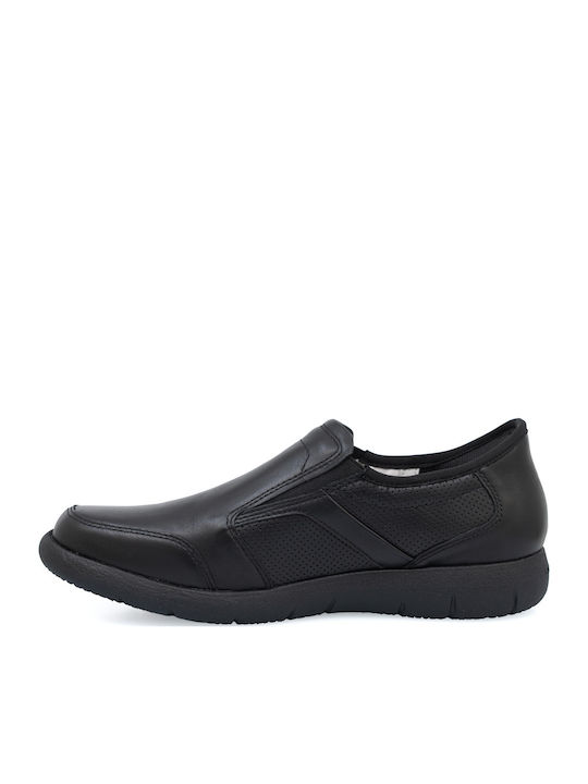 Anatomische Leder Herren Slip-Ons Schwarz