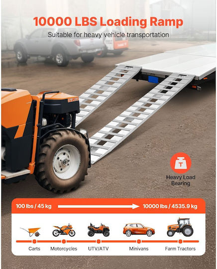 Loading Ramps Vevor 2 Pieces 2745 X 380 Mm Ramp Set Towing Heavy Duty Durable Aluminum Anti Slip Plates Combined Capacity 4535.9 Kg Carts Agricultural Tractors Atv Lawn Mowers Motorcycles