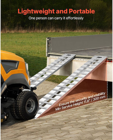 Loading Ramps Vevor 2 Pieces 2745 X 380 Mm Ramp Set Towing Heavy Duty Durable Aluminum Anti Slip Plates Combined Capacity 4535.9 Kg Carts Agricultural Tractors Atv Lawn Mowers Motorcycles