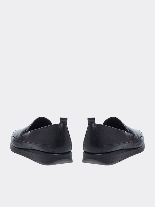 Damen Slip-On Leder Schwarze