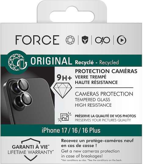 Force Glass Удароустойчив Протектор За Камера Закалено Стъкло Iphone 17 16 16 Plus Прозрачен