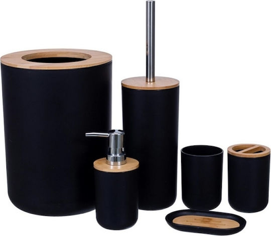 Set Accesorii Pentru Baie Din Plastic Negru 6 Bucăți