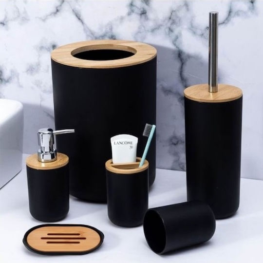 Set Accesorii Pentru Baie Din Plastic Negru 6 Bucăți
