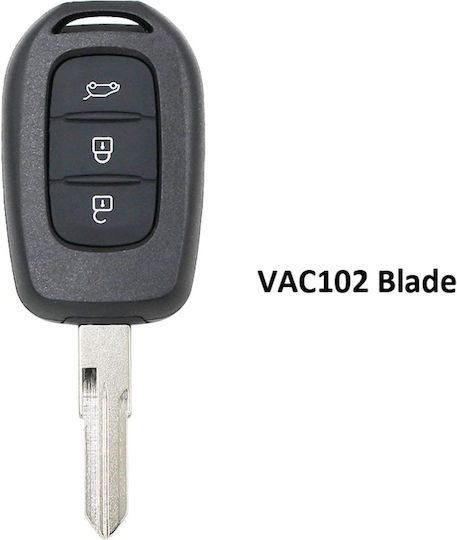 Techstar Husa Pentru Chei Auto Compatibilă Cu Dacia Logan Sandero Duster Dokker Lodgy + Renault Trafic 3 Butoane Vac102 Lamă Neagră Fără Electronice