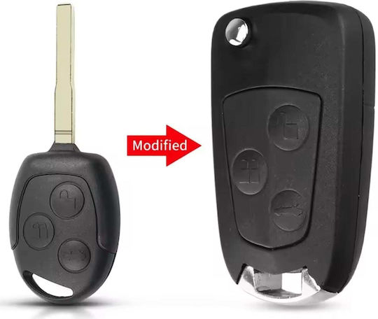 Techstar Autoschlüssel Schutzhülle Umrüstset Klappbar Kompatibilität Ford Focus Mondeo Fiesta Transit 3 Tasten Hu101 Klinge Schwarz – Ohne Elektronik